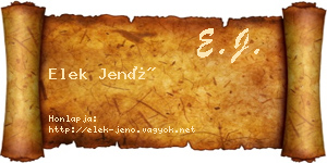 Elek Jenő névjegykártya